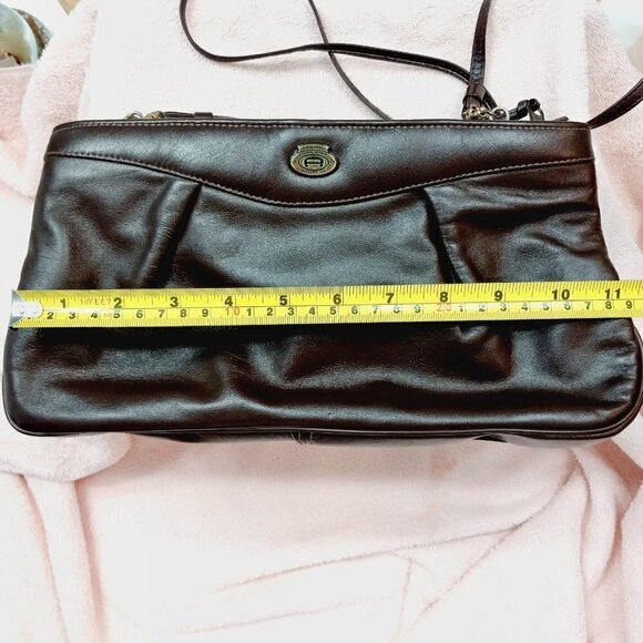 ETIENNE Aigner Purse Clutch Crossbody Genuine Dark Brown Leather.2 ZipTop Open - Picture 6 of 13